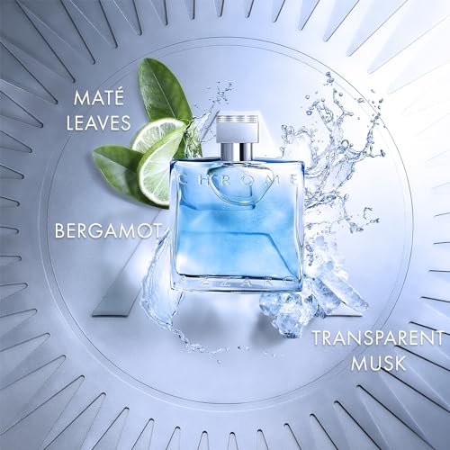 Azzaro Chrome Eau de Toilette - Fresh Aquatic Mens Cologne - Citrus, Woody, Musky Fragrance -Fresh Notes of Bergamot - Everyday Wear - Classic Summer Beach Scent - Luxury Perfumes for Men