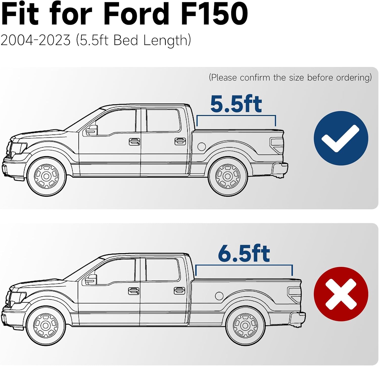 Retractable Roll-up Hard Truck Bed Tonneau Cover Fits 2004-2023 Ford F150 5.5 ft Truck Bed Matte Black Aluminum Waterproof