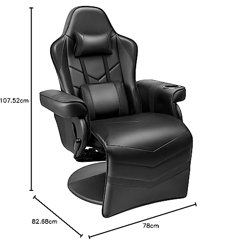 Homall Gaming Recliner Chair Racing Style PU Leather Gaming Chair Ergonomic Adjusted Reclining Office Desk Chair Home Theater Single Sofa Chair with Footrest Headrest and Lumbar Support (White)