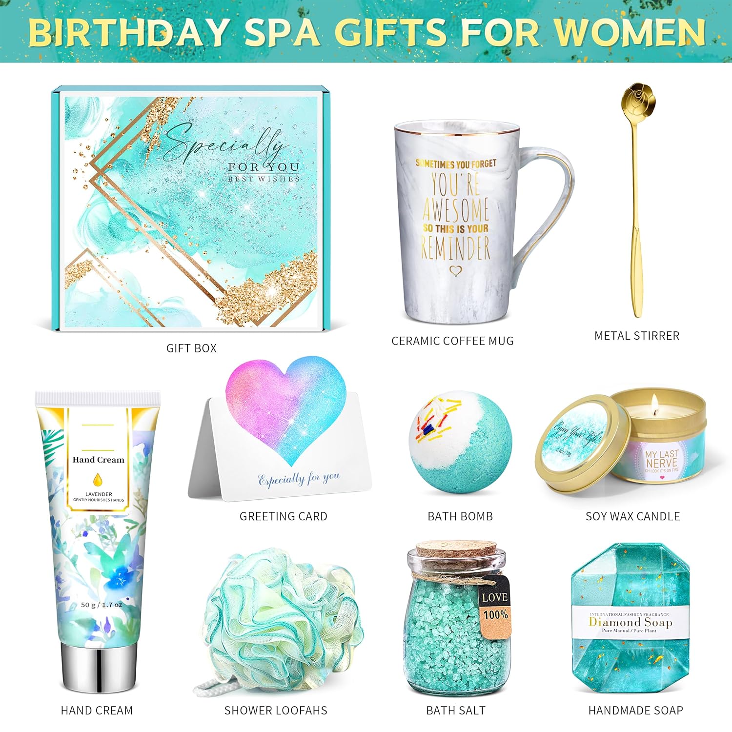 Birthday Gifts for Women, Gifts for Women Mom, Wife, Girlfriend, Sister, Friends, Her, Relaxing Spa Gifts Basket Self Care Gifts For Women Christmas, Valentine's Day, Mother's Day Gifts for Women