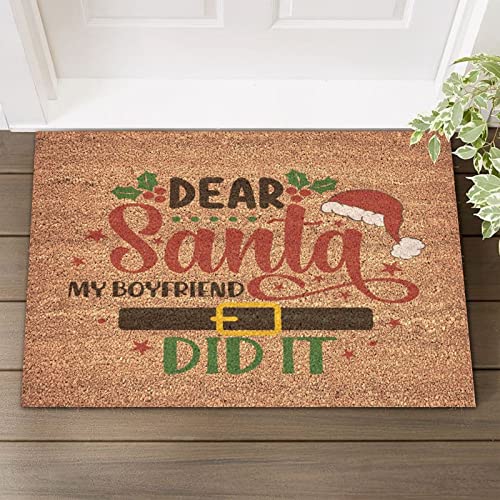 Welcome Mat Outdoor Funny Cool Christmas Family Snow Xmas Santa Lover Front Porch Welcome Mats Easy to Clean Dear Santa My Daddy Did It Coir Door Mat for Outdoor and Indoor Uses Home Décor 24x36in