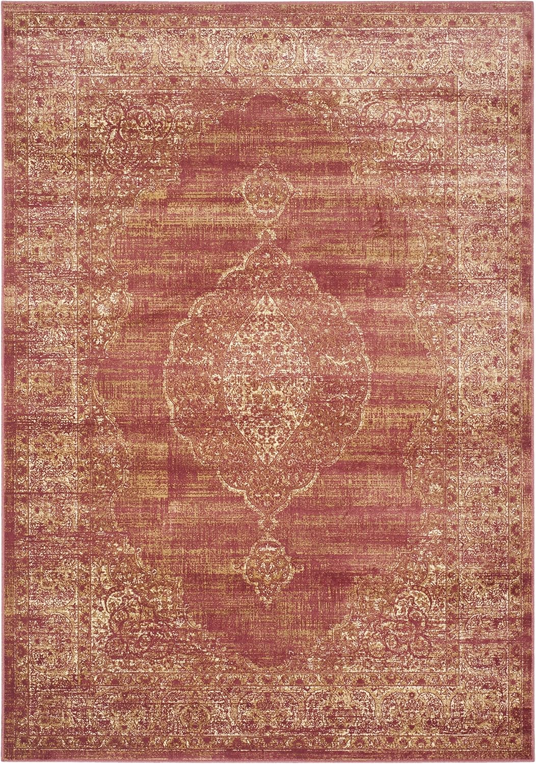 SAFAVIEH Vintage Collection Area Rug - 9' x 12', Rust, Oriental Traditional Distressed Viscose Design, Ideal for High Traffic Areas in Living Room, Bedroom (VTG138-2220)