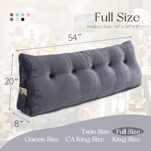 Large Triangular Wedge Headboard Pillow Large Bolster Headboard Back Support Backrest Positioning Reading Pillow for Sitting with Removable Cover