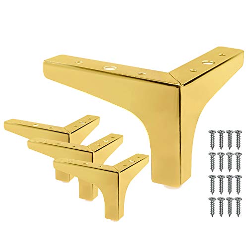 4pcs 5 Inch Furniture Legs, Modern Style Furniture Sofa Legs Metal Polished Chrome Triangle Feet for Table Cupboard Sofa Couch Chair