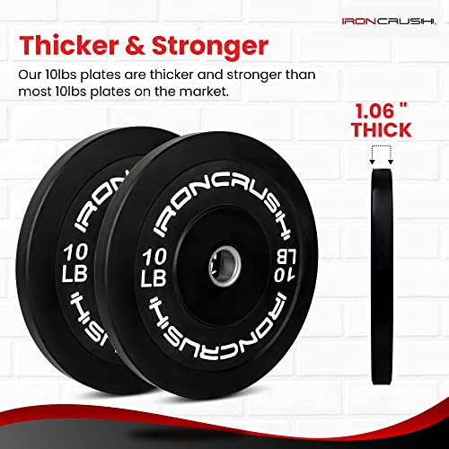 Iron Crush Olympic Bumper Plates Set - Virgin Rubber Weights for Strength Training - Fits 2