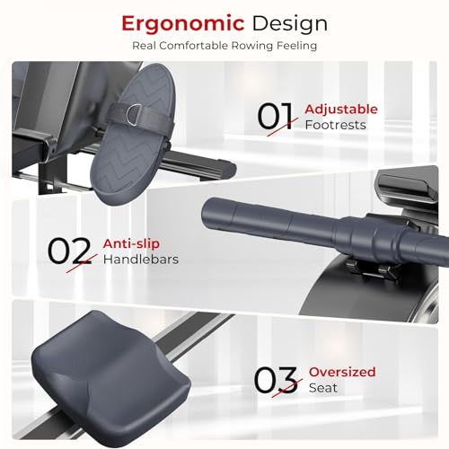 Dripex Rowing Machines for Home, Rowing Machine Max 350 LBS, Magnetic Rower with 16 Levels of Workout Resistance, Durable Slide Rail, Bluetooth App Supported, LCD Monitor, Row Machine for Gym Exercise