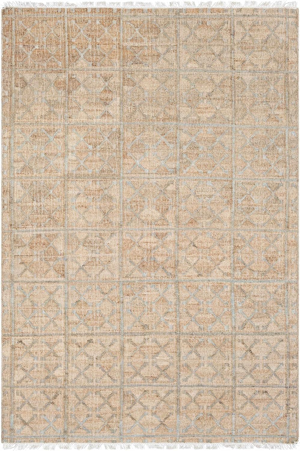 Hauteloom Rice Dusty Sage Jute Living Room, Bedroom Area Rug - Natural Fiber - Beige, Green - 5' x 7'6