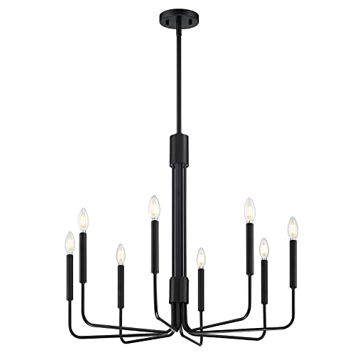 Doraimi Lighting 8-Light Rustic Industrial Iron Chandeliers Lighting Fixtures Oil Rubbed Bronze Finish Candle Hanging Chandeliers for Hallway,Living Room,Foyer,Bedroom,Office,Bar,Kitchen Island