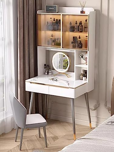Dressing Table, Bedroom, Simple, Modern, Small Computer Desk, Storage Cabinet, Integrated Dressing Table, Set of Furniture (Grey 60cm)