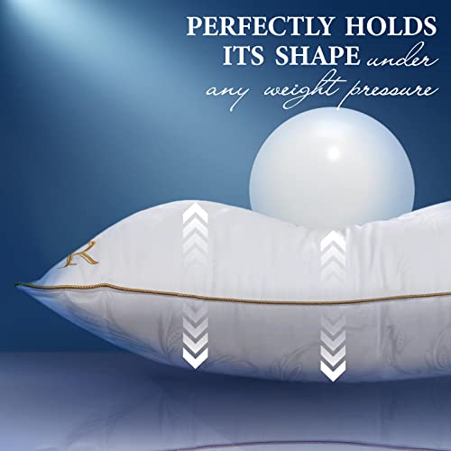 Royal Therapy King White Goose Feathers and Down Pillow, Premium White Bed Sleeping Breathable Hotel Collection Pillows