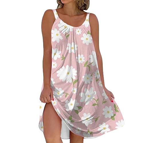 Camisole Dress for Women 2024 Spaghetti Strap Boho Midi Dress Summer Casual Beach Vacation Flowy Plus Size Sundress