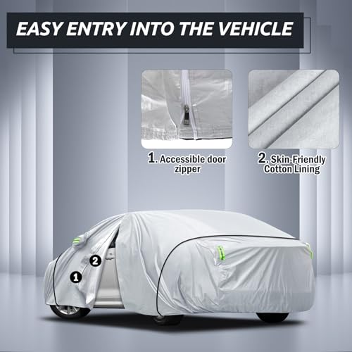 Car Cab Cover for Jeep Gladiator 2020-2023, Jeep Wrangler Covers 4 Door Waterproof with Driver Door Zipper Windproof Straps All Weather Snow Rain UV Protection