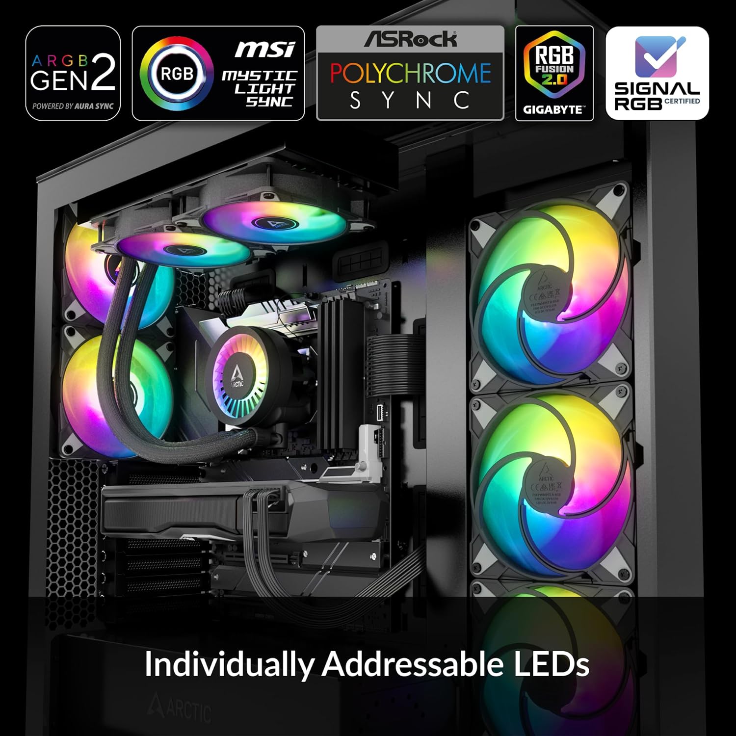 ARCTIC Liquid Freezer III 280 A-RGB - CPU AIO Water Cooler, Water Cooling PC, Intel & AMD, Efficient PWM-Controlled Pump, Fan: 200–1900 RPM, LGA1851 and LGA1700 Contact Frame - Black