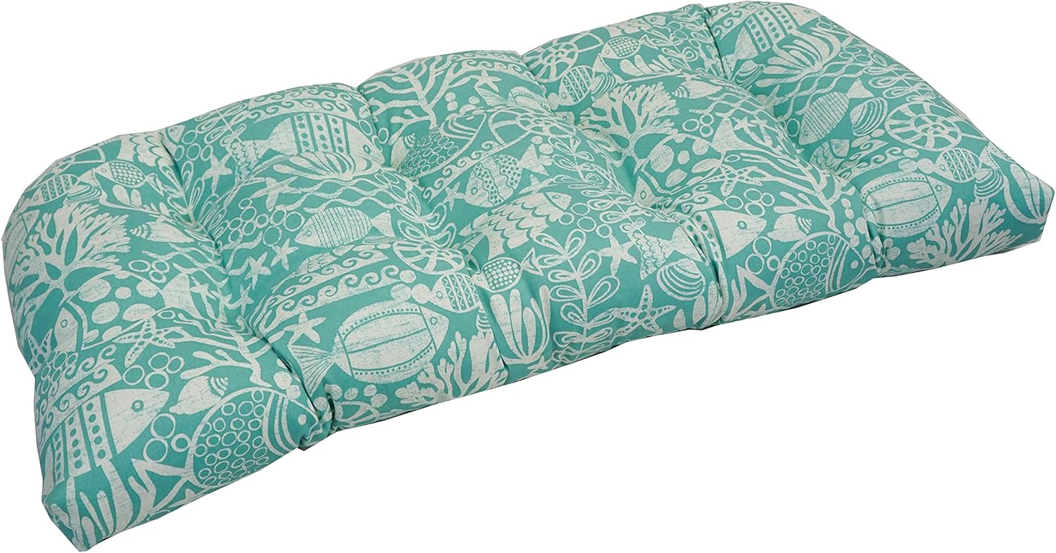 Blazing Needles Outdoor Rounded Back Loveseat Cushion, 42