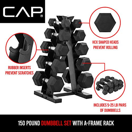 Cap Barbell 150 LB Dumbbell Set with Rack