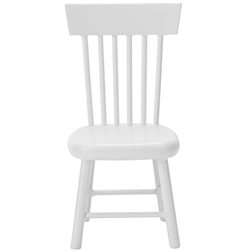 VBESTLIFE Dollhouse Chair, Miniature Furniture Model Wooden Dining Chair Furniture for 1:12 Doll House Accessory Dollhouse Accessories (White)