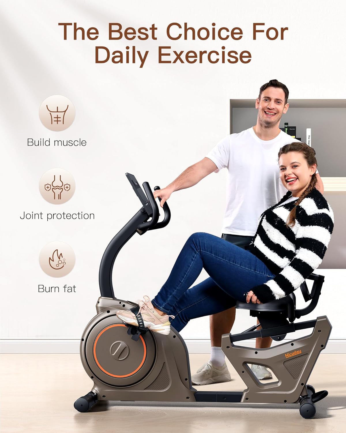 Niceday Recumbent Exercise Bike & Elliptical Machine, 16 Resistance Levels and 400LB Weight Limit