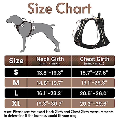 rabbitgoo Dog Harness Medium Sized Dog No Pull, Comfortable Padded Plaid Dog Harness with Handle Easy Control, Adjustable Reflective Puppy Pet Harness Vest with 2 Leash Clips, Brown Plaid, M