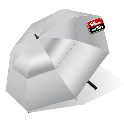 62/68 Inch Golf Umbrella UPF 50+ UV Umbrella for Sun Protection Large Umbrella For Rain Sun Umbrella UV Protection Windproof Waterproof Vented Umbrella Auto Open