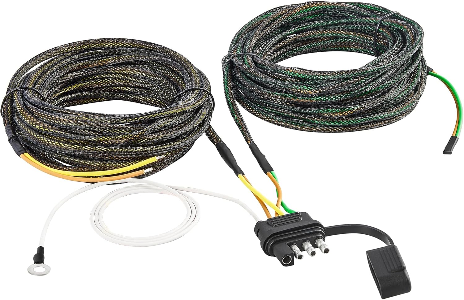 Oyviny 4 Pin 5 Wire Trailer Wiring Harness 22FT for Rewiring Trailer Both-Side Taillights, Wishbond Trailer Light Kit 4 Way Flat 5 Wire Trailer Plug Pure Copper Wire w/Nylon Net Tube Protection
