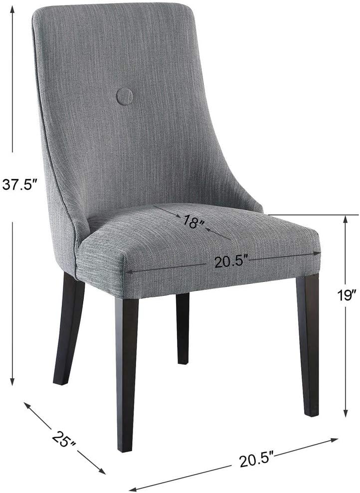 MY SWANKY HOME Elegant Charcoal Gray Dining Chairs Set 2 Rounded Back Curve Fabric Upholstery