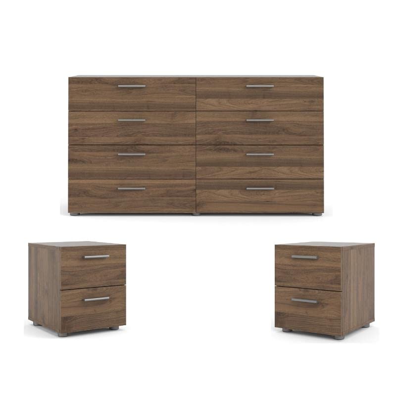 Home Square 2 Piece Bedroom Set with Dresser and Nightstand in Walnut