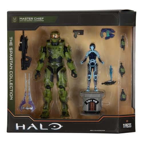 HALO Master Chief with Cortana Hologram - 12-Inch Articulated Master Chief Figure with Cortana Hologram Accessory
