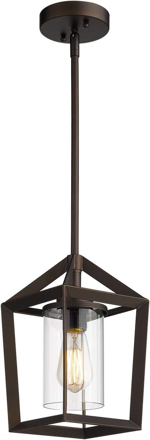 Emliviar 1-Light Cage Pendant Light, Vintage Hanging Pendant Light Fixture, Oil Rubbed Bronze Finish, YE19108-M1L ORB
