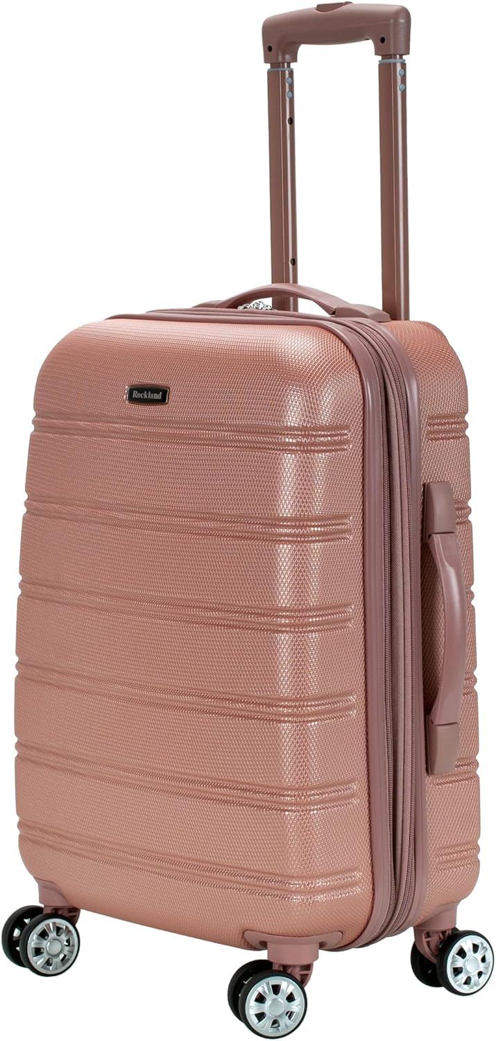 Rockland Melbourne Hardside Expandable Spinner Wheel Luggage, ROSEGOLD, Carry-On 20