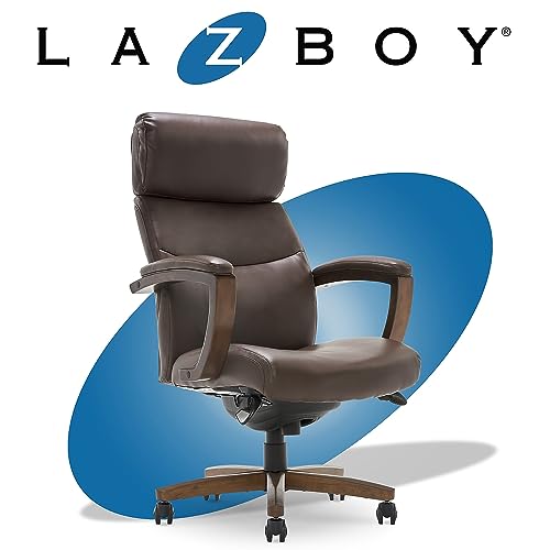 La-Z-Boy Greyson Ergonomic Bonded Leather Swivel Executive Chair, Black (CHR10086B)