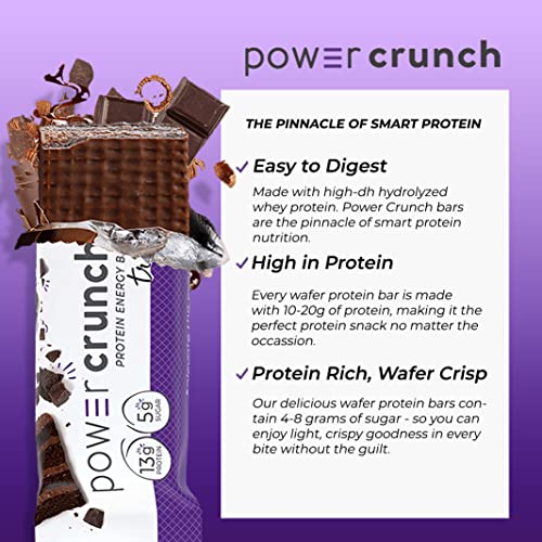 Power Crunch Whey Protein Bars, High Protein Snacks with Delicious Taste, Triple Chocolate, 1.4 Ounce (12 Count)