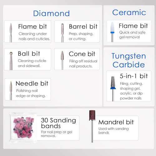 Delanie Professional Electric Nail Drill Machine 40000 RPM Rechargeable Electric Nail File E File Filer, Purple