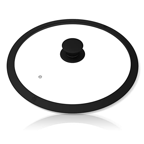 Glass Lid for Pans, Pots and Skillets Ventd Tempered Glass Lid with Heat Resistant Silicone Rim Fits 8