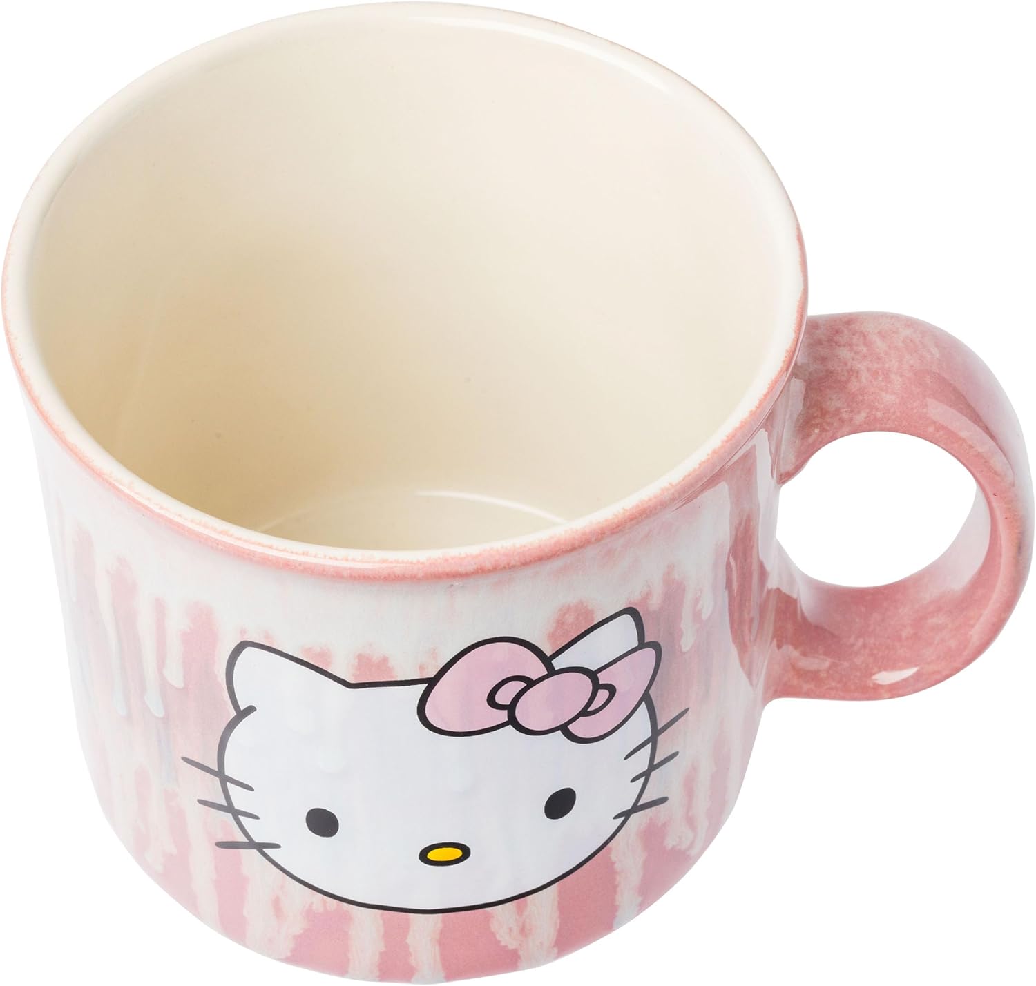 Silver Buffalo Sanrio Hello Kitty Pink Bow Reactive Glaze Ceramic Camper Mug, 20 Ounces