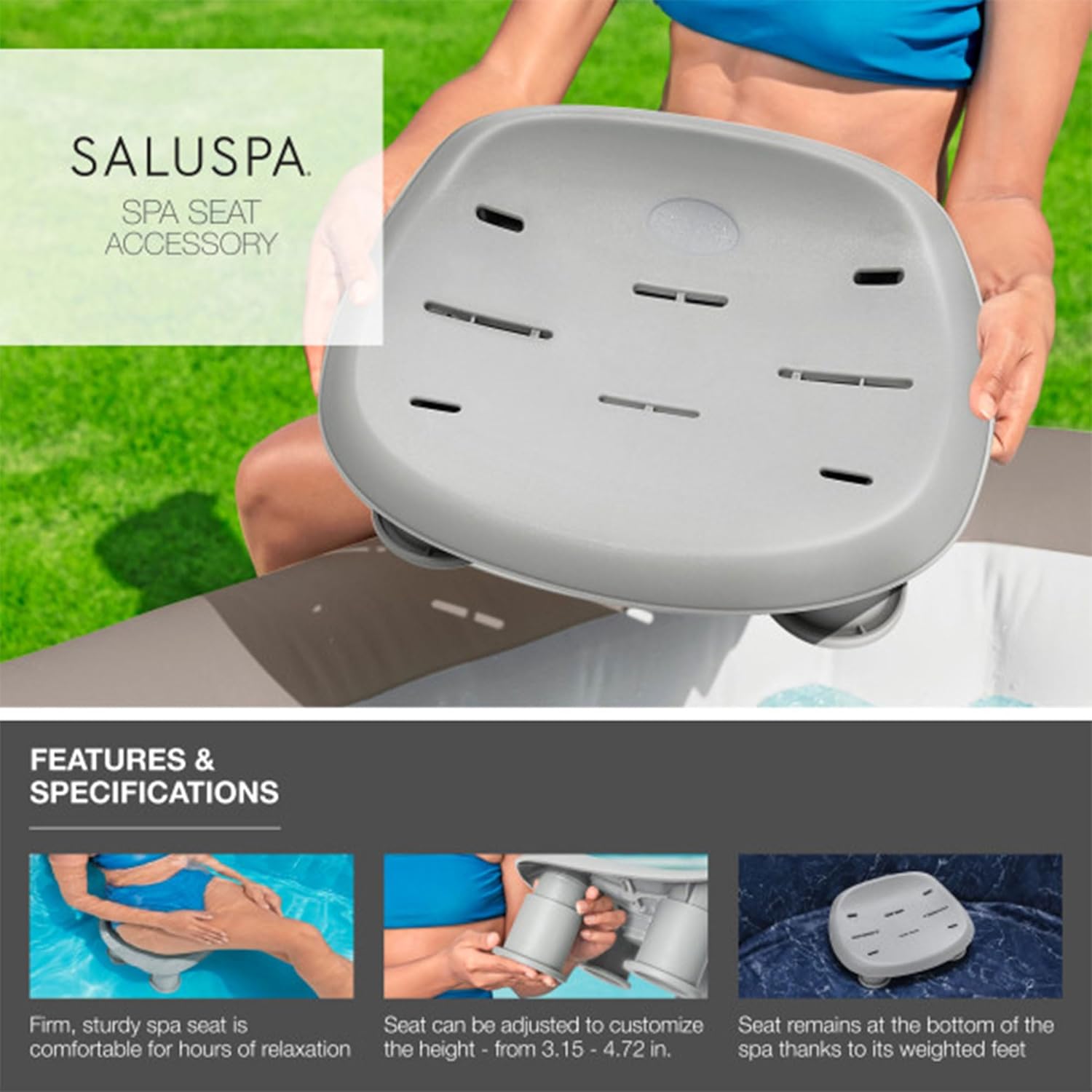 Coleman SaluSpa Sicily 180 Soothing AirJet Inflatable Hot Tub with 4 Pack of Bestway SaluSpa Spa Seat and 2 Sets of SaluSpa Padded Headrest Pillows