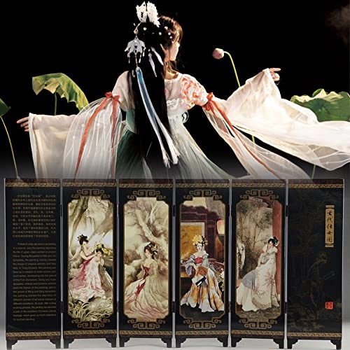 Mini Folding Screen Small Chinese dividers Japanese Decor Folding Screen Desktop Asian Decoration Gift for Home Office New Year 18.5‘’×9.5’’(Panda)