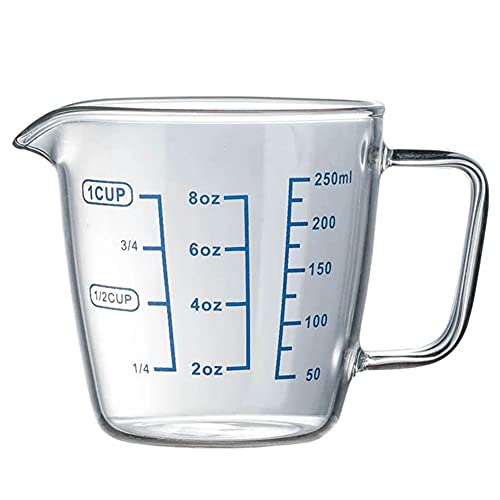 250ml 500ml Heat-resisting Glass Measuring Cup Milk Scale Microwave Measure Jug (250ml)