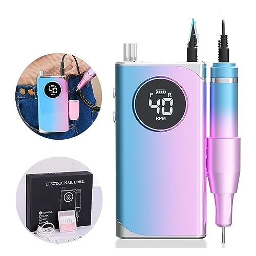 Portable Electric Nail Drill 40000RPM Nail Drill Machine High Torque Nail Sander Rechargeable Nail Equipment Professional Nail Art Salon Manicure Machine for Manicure Pedicure Polishing Shape Too