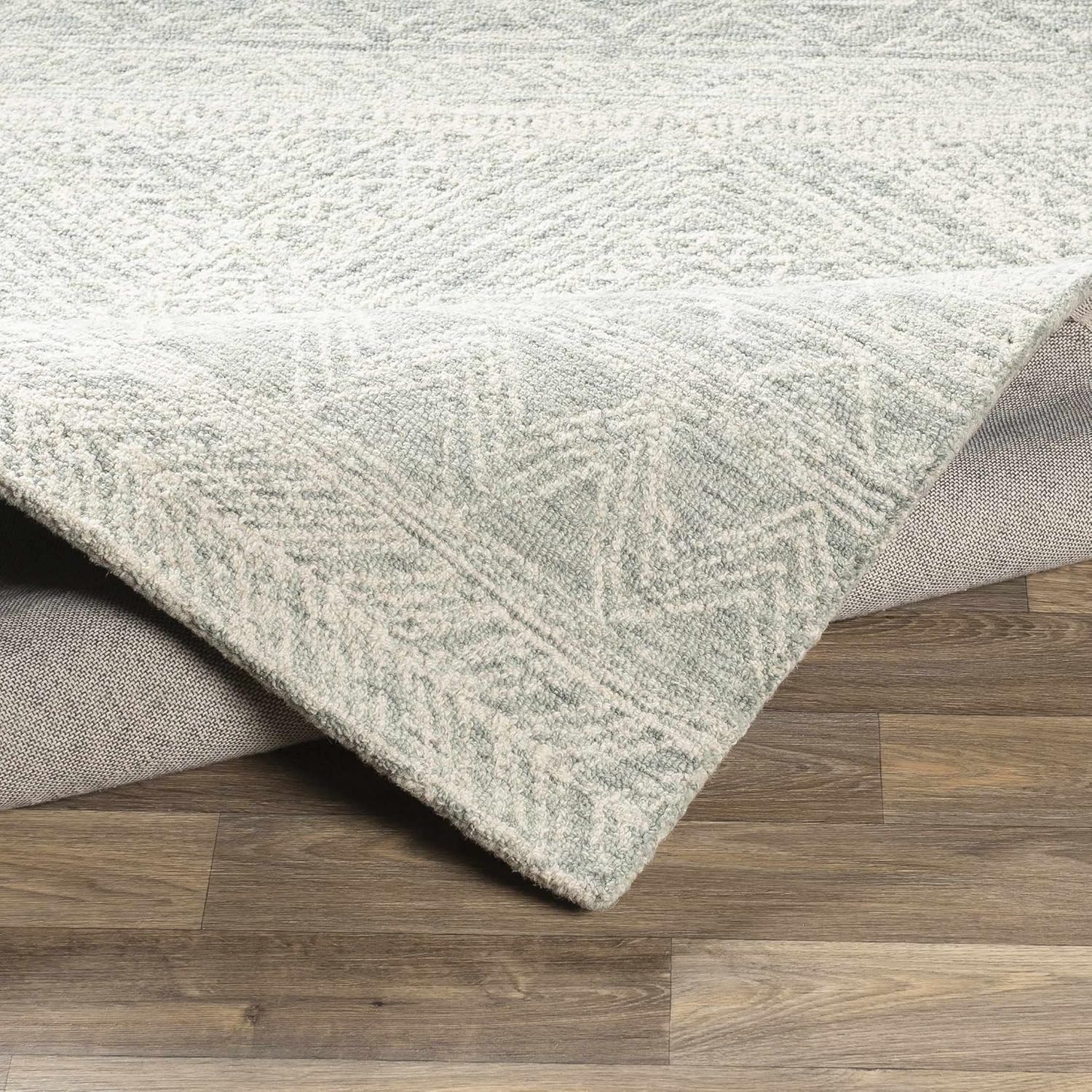 Hauteloom Grahn Wool Living Room, Bedroom Area Rug - Bohemian/Global - Green, Beige - 8' x 10'