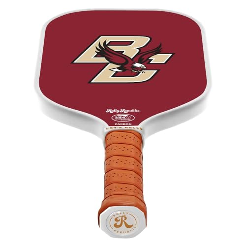 Officially Licensed Collegiate Pickleball Paddle - USA Pickleball Association Approved Racket - Lightweight Honeycomb Core, Carbon Fiber Exterior, Premium Leather Grip for Comfort