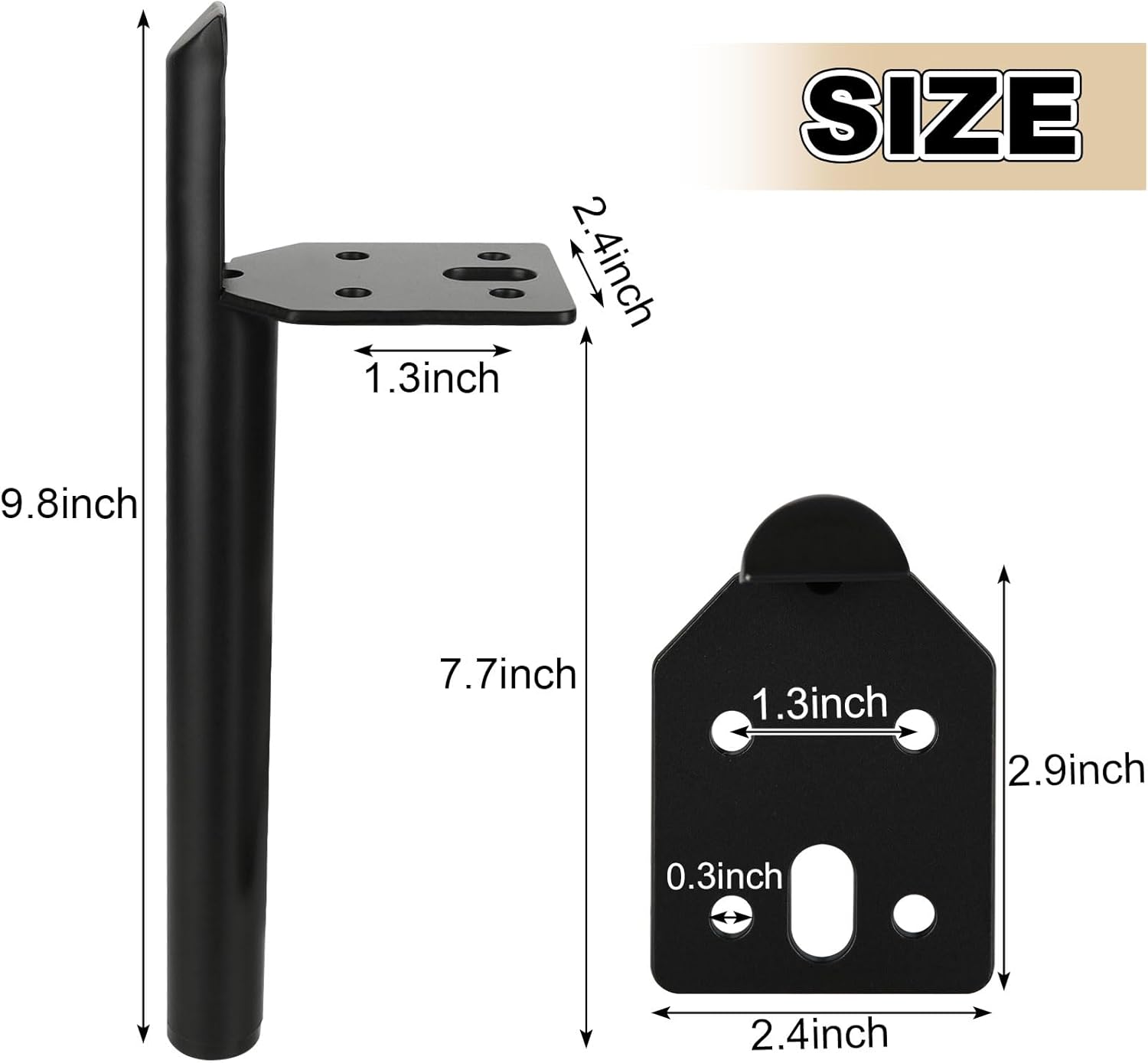 Metal Furniture Legs 8 Inch, Set of 4 Heavy Duty Black Cabinet Legs Metal Dresser Legs, Modern Home DIY Replacement Feet for Sofa Ottoman Nightstand Cupboard Coffee Table