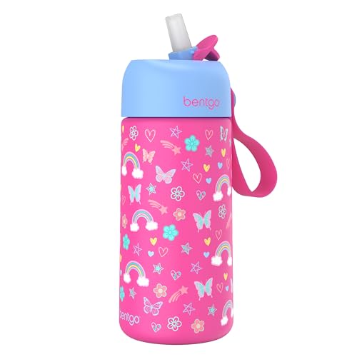 Bentgo® Kids Stainless Steel Insulated Water Bottle - Leak-Proof; Keeps Cool for 12 Hours; Durable, BPA-Free, Dishwasher Safe 14 oz. Cup for Ages 3+ for School/Sports/Daycare (Unicorn)