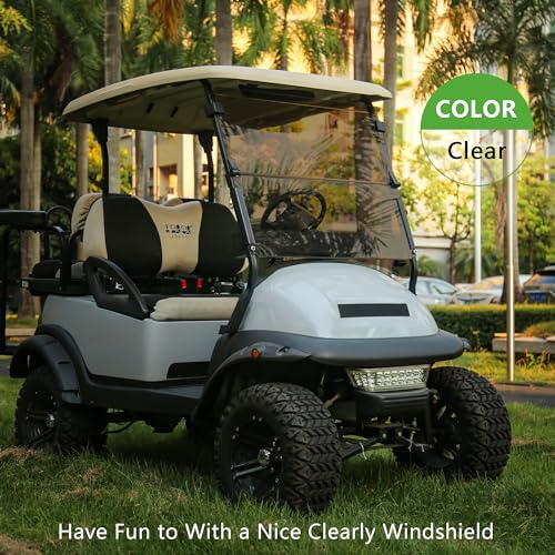 10L0L Golf Cart Windshield for Club Car Precedent Gas or Electric(04-Up), Clear/Tinted Fold Down Windshield Anti-UV Impact Resistant - 37.5