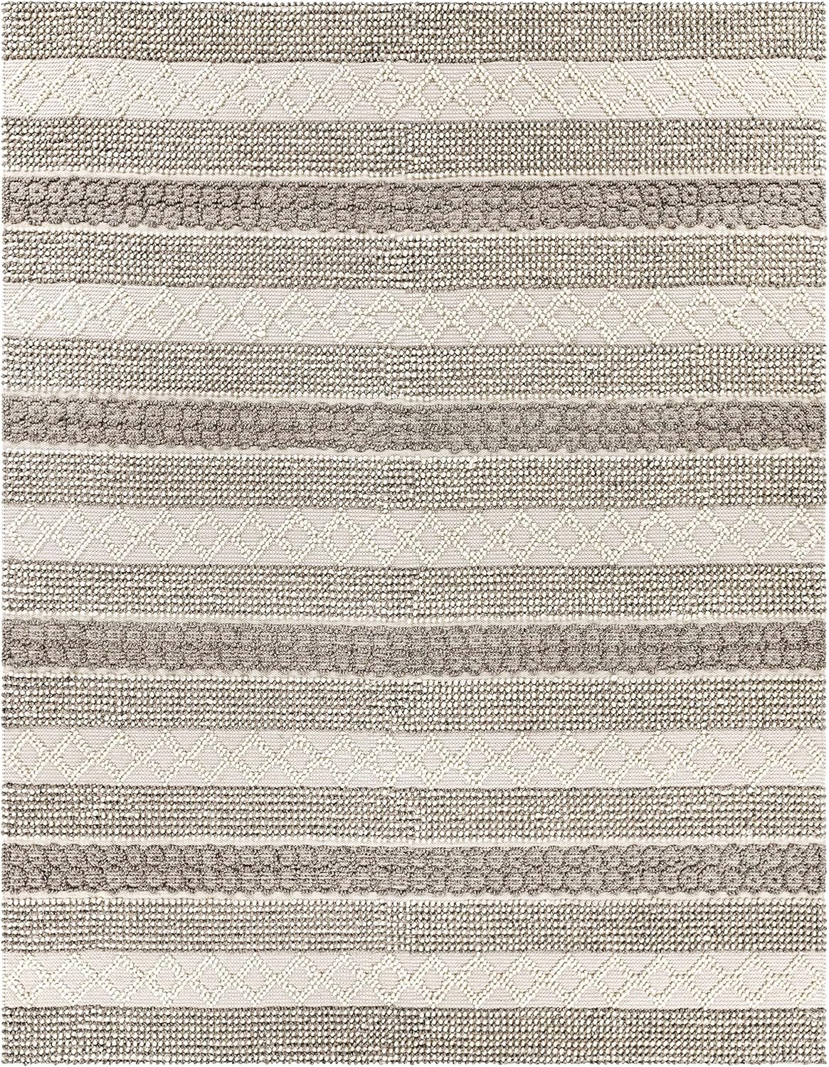 Hauteloom Valley Wool Living Room, Bedroom Area Rug - Bohemian/Global - Beige, Gray - 8' x 10'