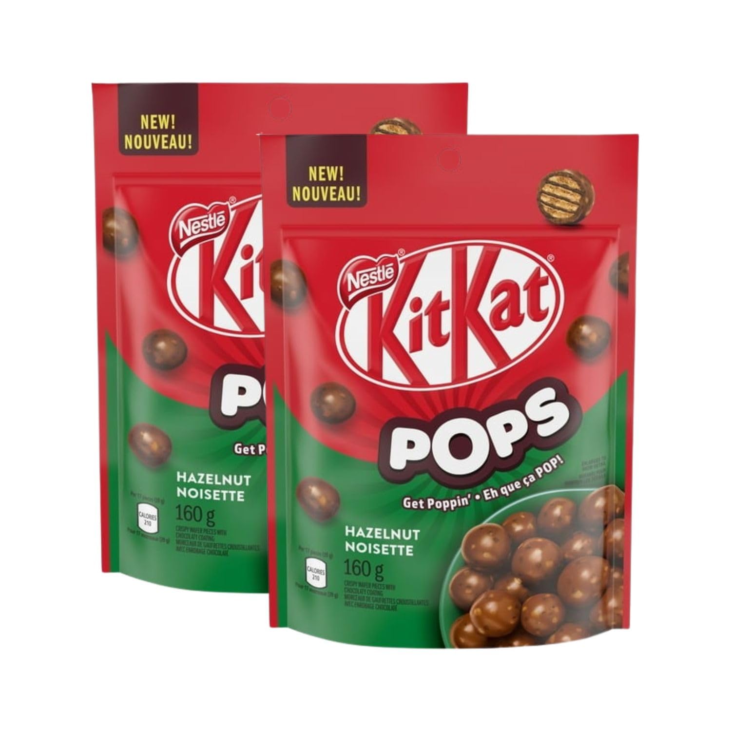 Generic KIT-KAT POPS Chocolaty Hazelnut Snacks Pouch, 160 g/5.6 oz (Pack of 2) Shipped from Canada, Full Size