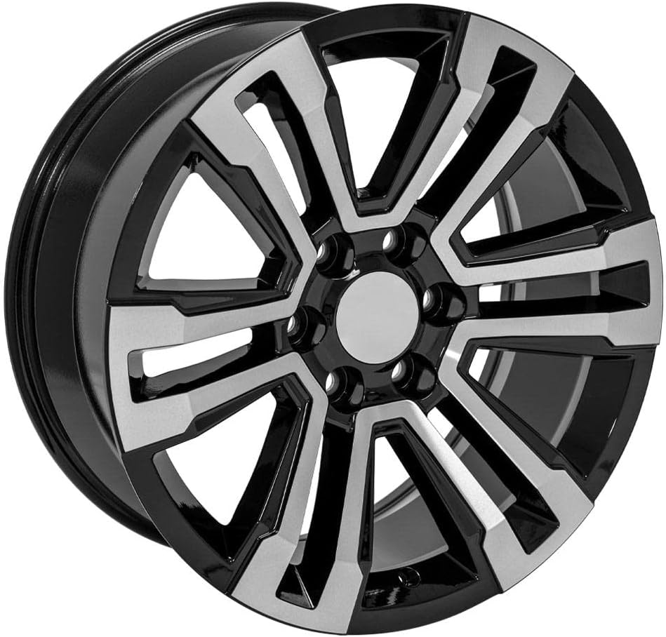 OE Wheels LLC 20 inch Rim Fits Yukon Denali Wheel CV44 20x9 Black Mach'd Wheel Hollander 5822 SET