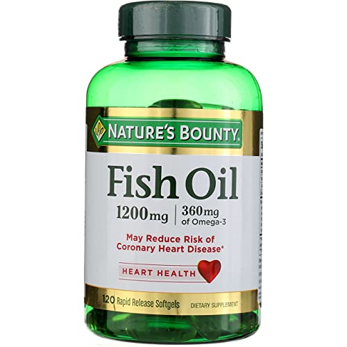 Nature's Bounty Fish Oil, Supports Heart Health, 1200 Mg, 360mg Omega-3, 200 Odorless Coated Softgels