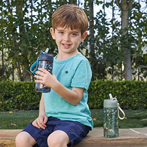Bentgo® Kids Water Bottle - Glitter Design, Leak-Proof, Durable Tritan™ 15 oz Cup for Kids/Toddlers 3+; Flip-Up Straw/Dishwasher Safe for School, Sports, Daycare, Camp (Glitter Edition - Petal Pink)
