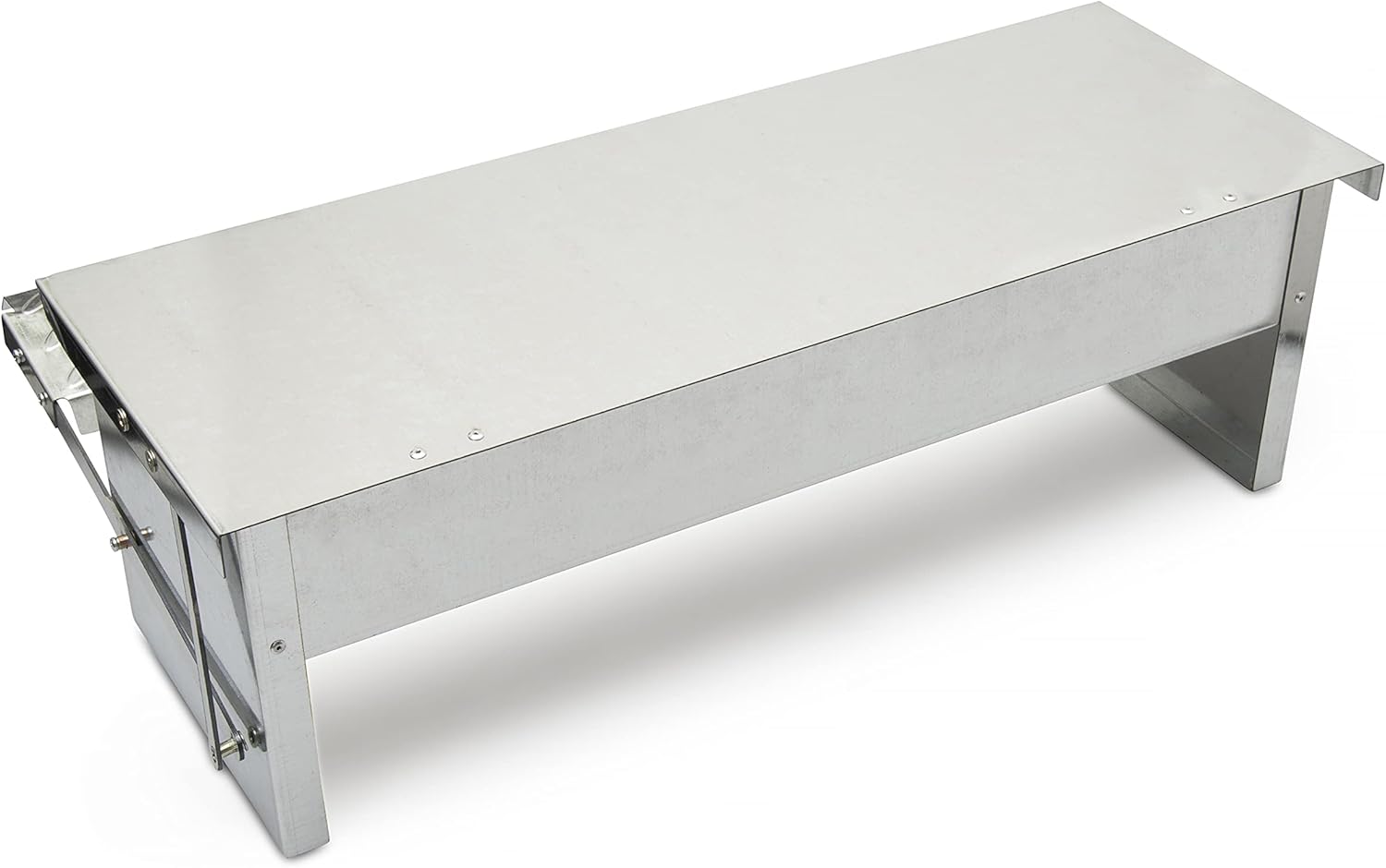 Automatic Chicken Feeder Treadle - Self-Opening Galvanized Steel Trough - Sturdy Weatherproof Poultry Feeders - Holds up to 11 lb of Feed - includes Grain Scoop