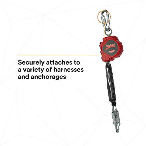3M Protecta 3100403 Self Retracting Lifeline Rebel 6' (18M) Web, Steel Snap Hook and Carabiner, Black/Red